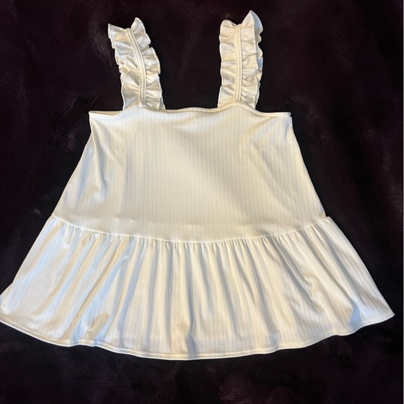 entro Tops - Entro Cream Ruffled Tank Top Size Small